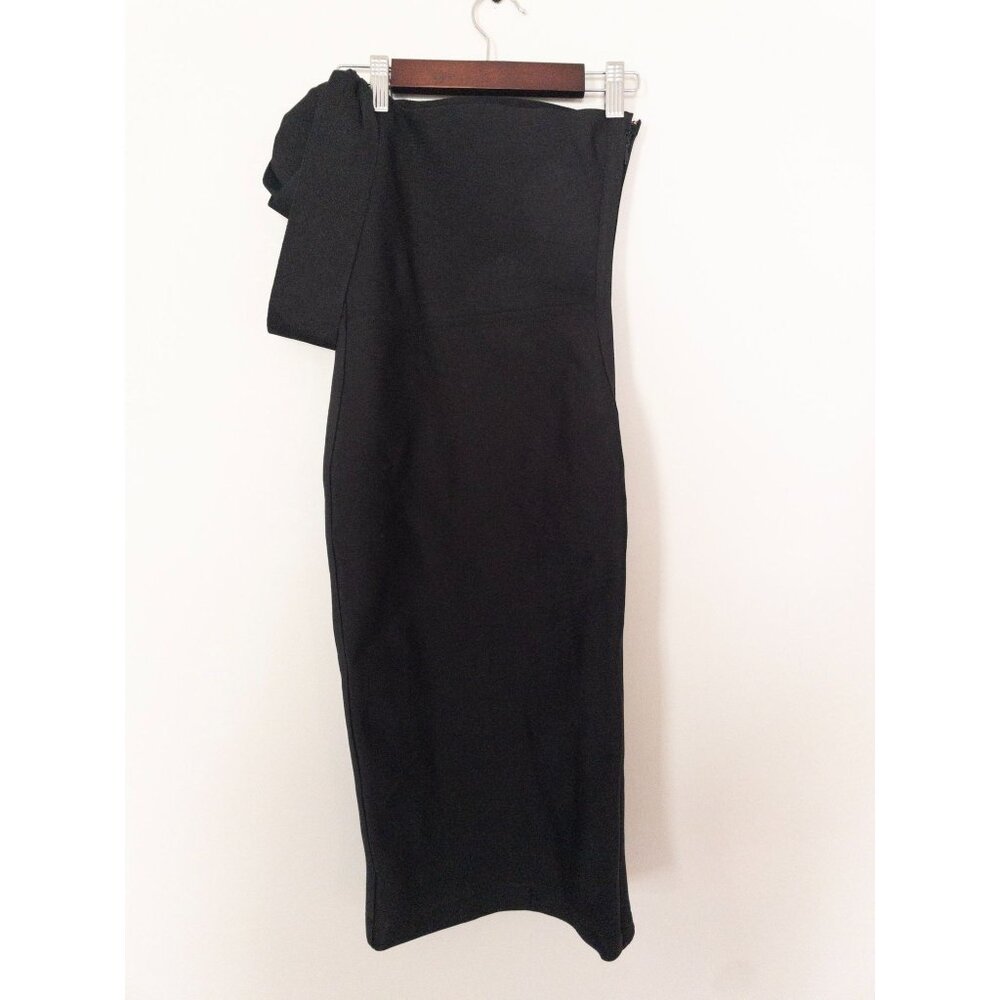 Black One-Shoulder Cutout Midi Dress - Picture 7 of 14